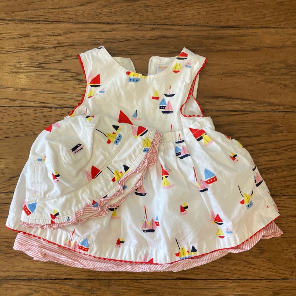 Baby sailboat dress and hat set